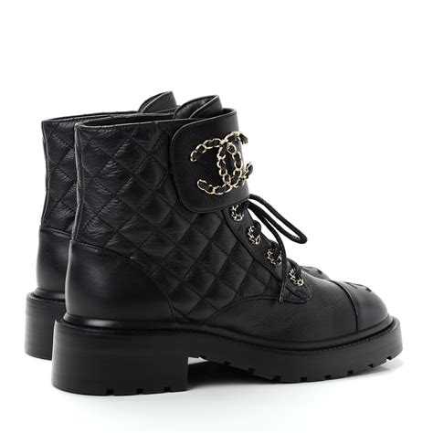 chanel quilted combat boots